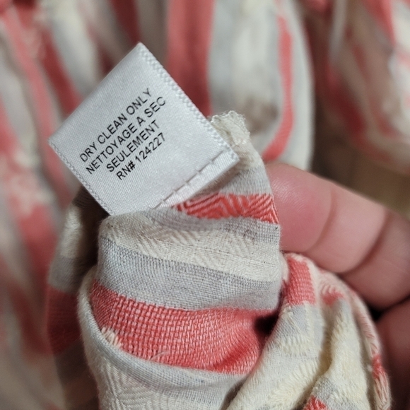 Misa LA Striped Embroidered Peasant Blouse Top Off the Shoulder Large Red Cream - Picture 9 of 9